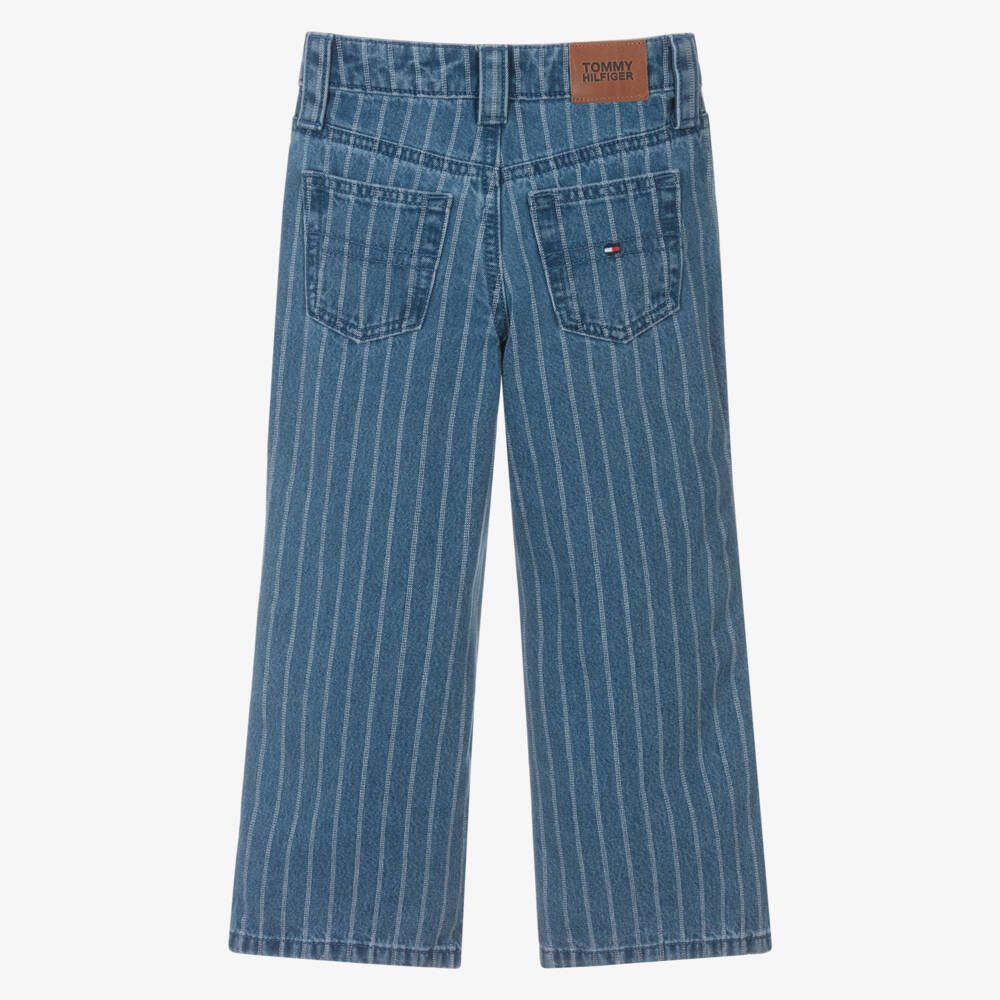 Tommy Hilfiger-Girls Denim Blue Striped Trousers | Childrensalon Outlet