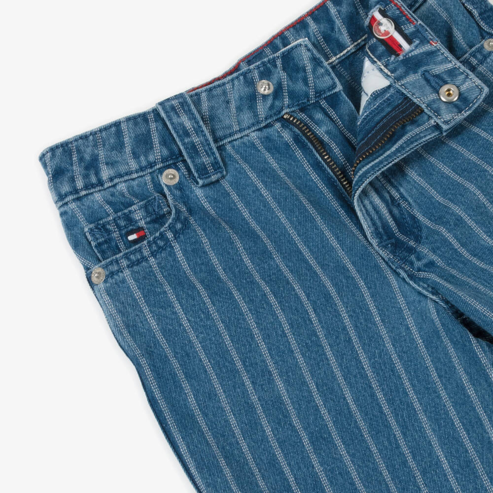 Tommy Hilfiger-Girls Denim Blue Striped Trousers | Childrensalon Outlet