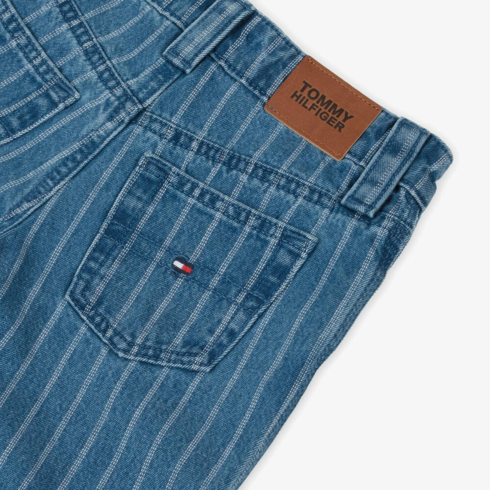 Tommy Hilfiger-Girls Denim Blue Striped Trousers | Childrensalon Outlet