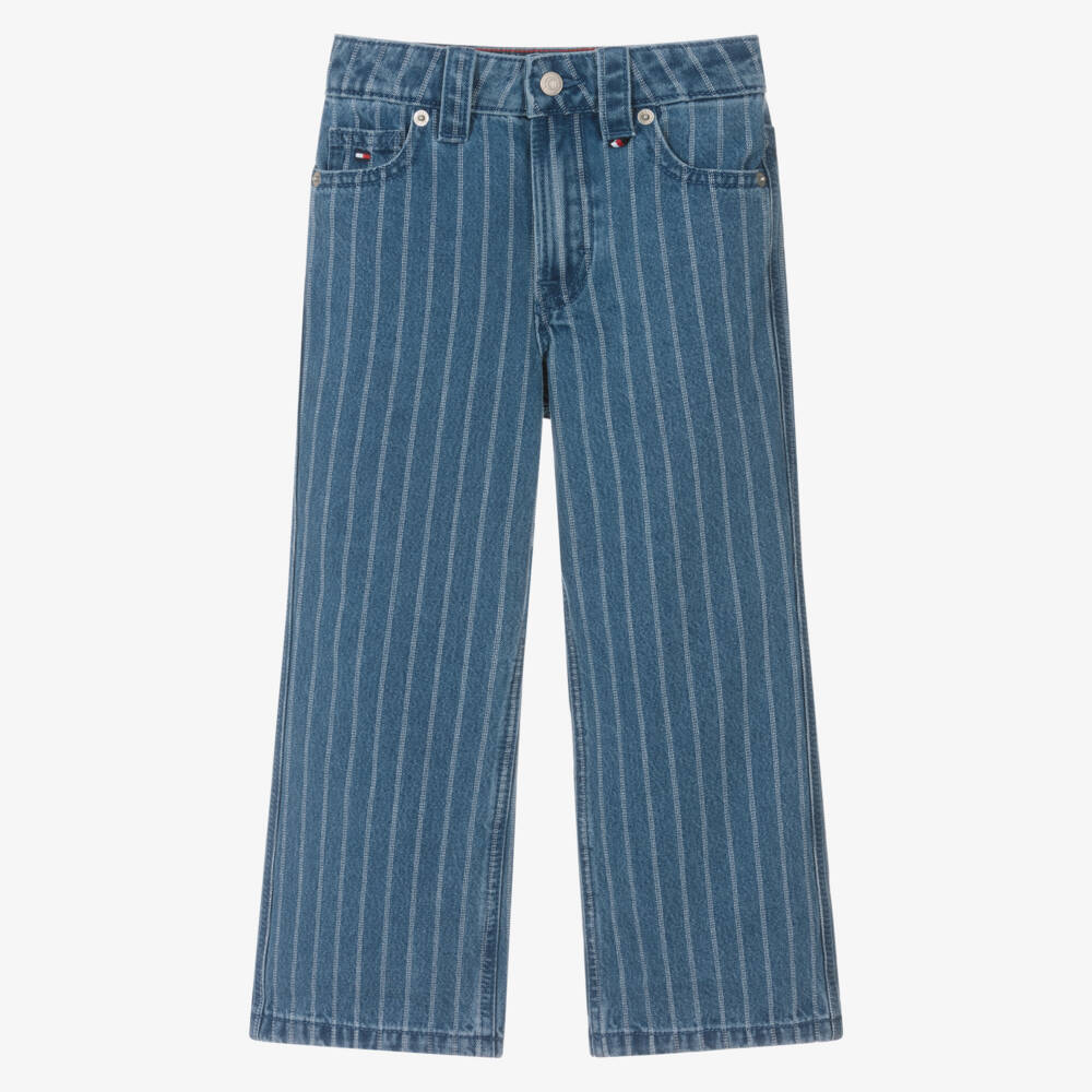 Tommy Hilfiger-Girls Denim Blue Striped Trousers | Childrensalon Outlet