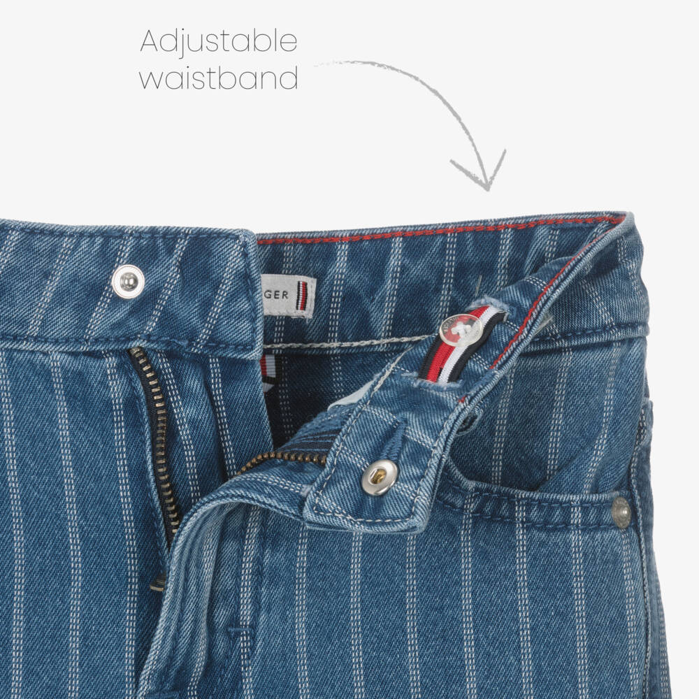 Tommy Hilfiger-Girls Denim Blue Striped Trousers | Childrensalon Outlet
