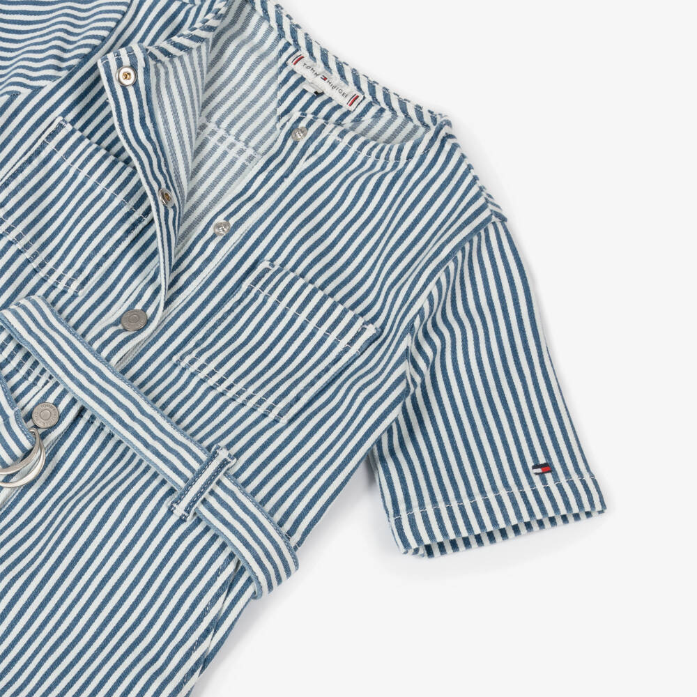 Tommy Hilfiger-Girls Denim Dress with Blue Stripes | Childrensalon Outlet