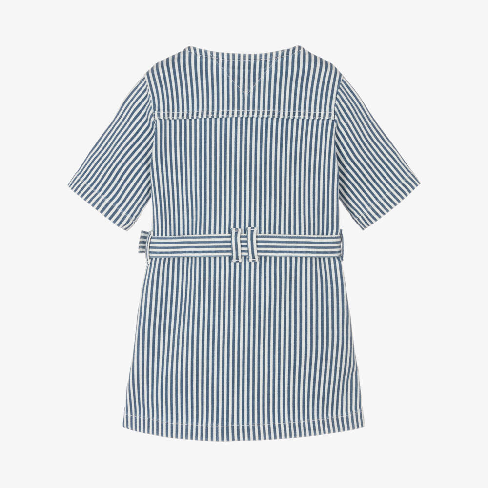 Tommy Hilfiger-Girls Denim Dress with Blue Stripes | Childrensalon Outlet