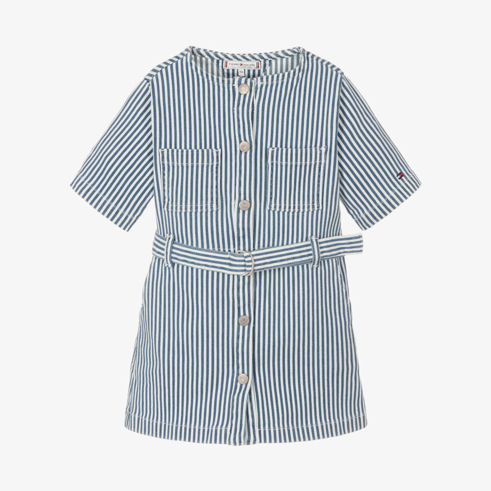 Tommy Hilfiger-Джинсовое платье с синими полосками для девочек | Childrensalon Outlet