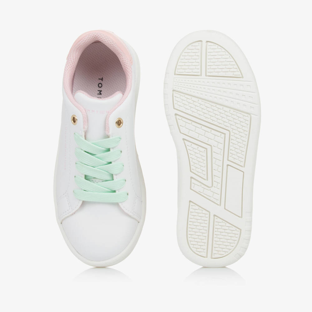 Tommy Hilfiger-Girls Dreamy White & Blush Sneakers | Childrensalon Outlet
