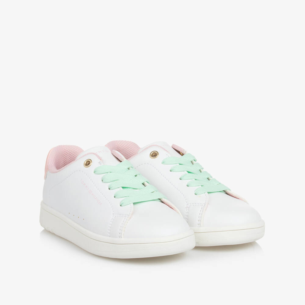 Tommy Hilfiger-Girls Dreamy White & Blush Sneakers | Childrensalon Outlet