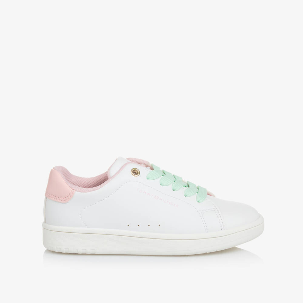 Tommy Hilfiger-Girls Dreamy White & Blush Sneakers | Childrensalon Outlet