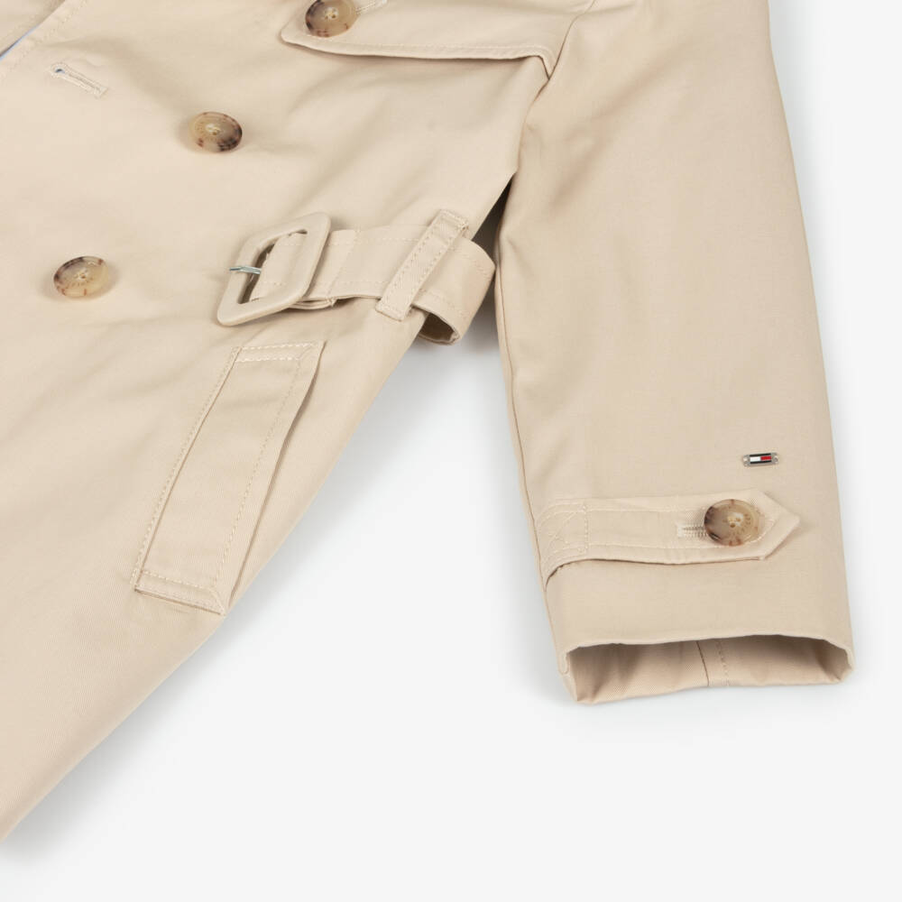Tommy Hilfiger-Girls Elegant Beige Cotton Overcoat | Childrensalon Outlet