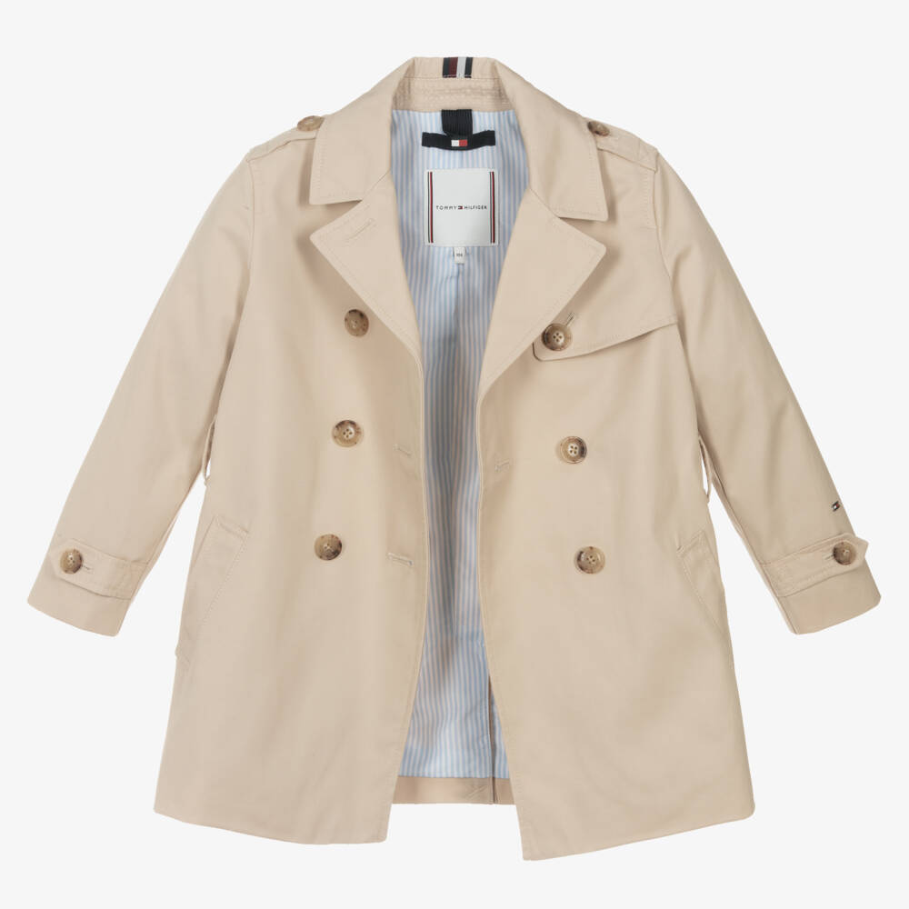 Tommy Hilfiger-Girls Elegant Beige Cotton Overcoat | Childrensalon Outlet