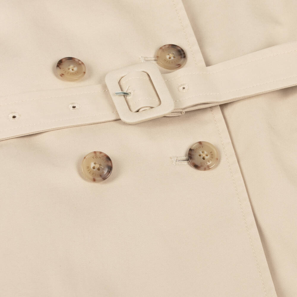 Tommy Hilfiger-Girls Elegant Beige Cotton Overcoat | Childrensalon Outlet