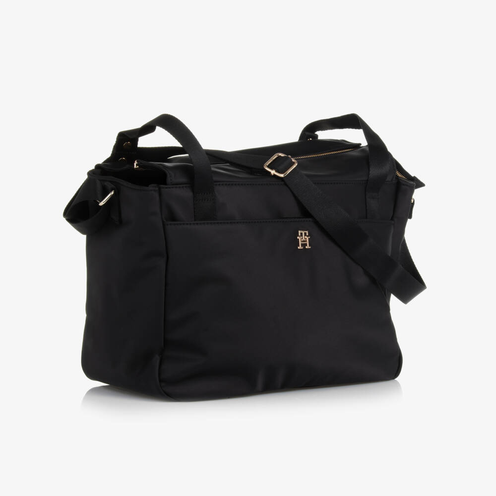 Tommy Hilfiger-Girls Elegant Black Logo Diaper Tote | Childrensalon Outlet