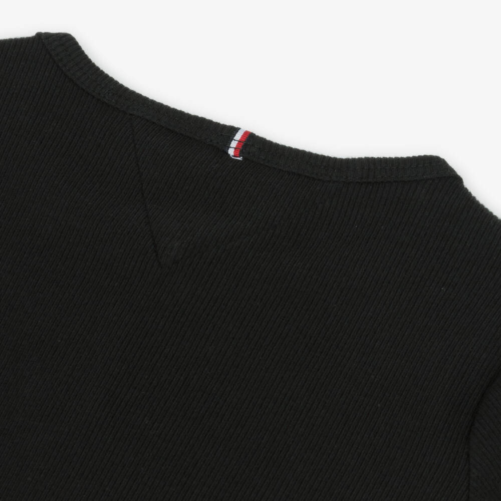 Tommy Hilfiger-Girls Elegant Black Ribbed Tee | Childrensalon Outlet