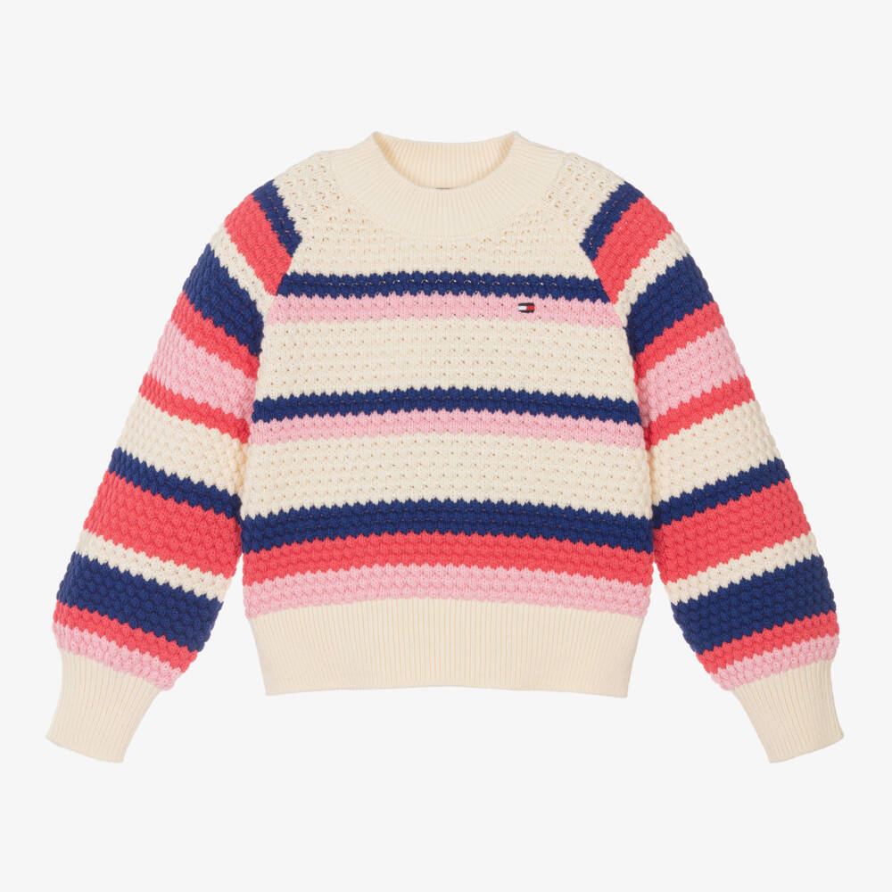 Tommy Hilfiger-Girls Elegant Ivory Cotton Knit | Childrensalon Outlet