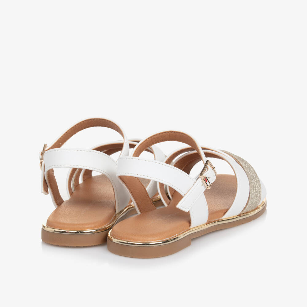 Tommy Hilfiger-Girls Elegant White & Gold Sandals | Childrensalon Outlet
