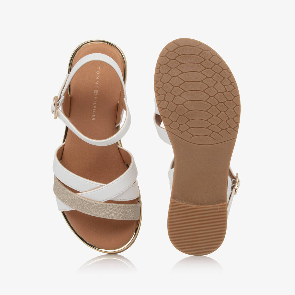 Tommy Hilfiger-Girls Elegant White & Gold Sandals | Childrensalon Outlet