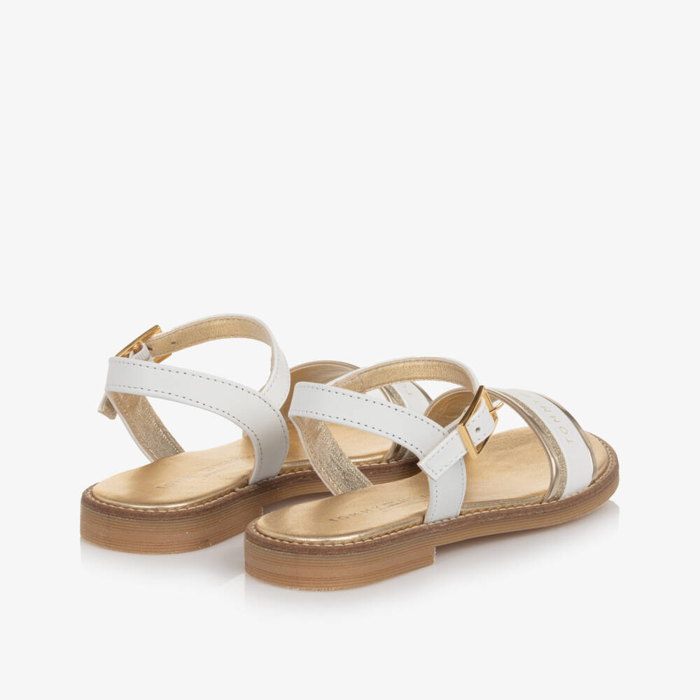 Tommy Hilfiger-Girls Elegant White & Gold Sandals | Childrensalon Outlet