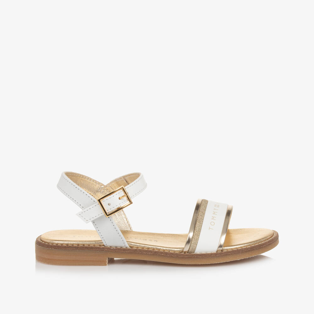 Tommy Hilfiger-Girls Elegant White & Gold Sandals | Childrensalon Outlet