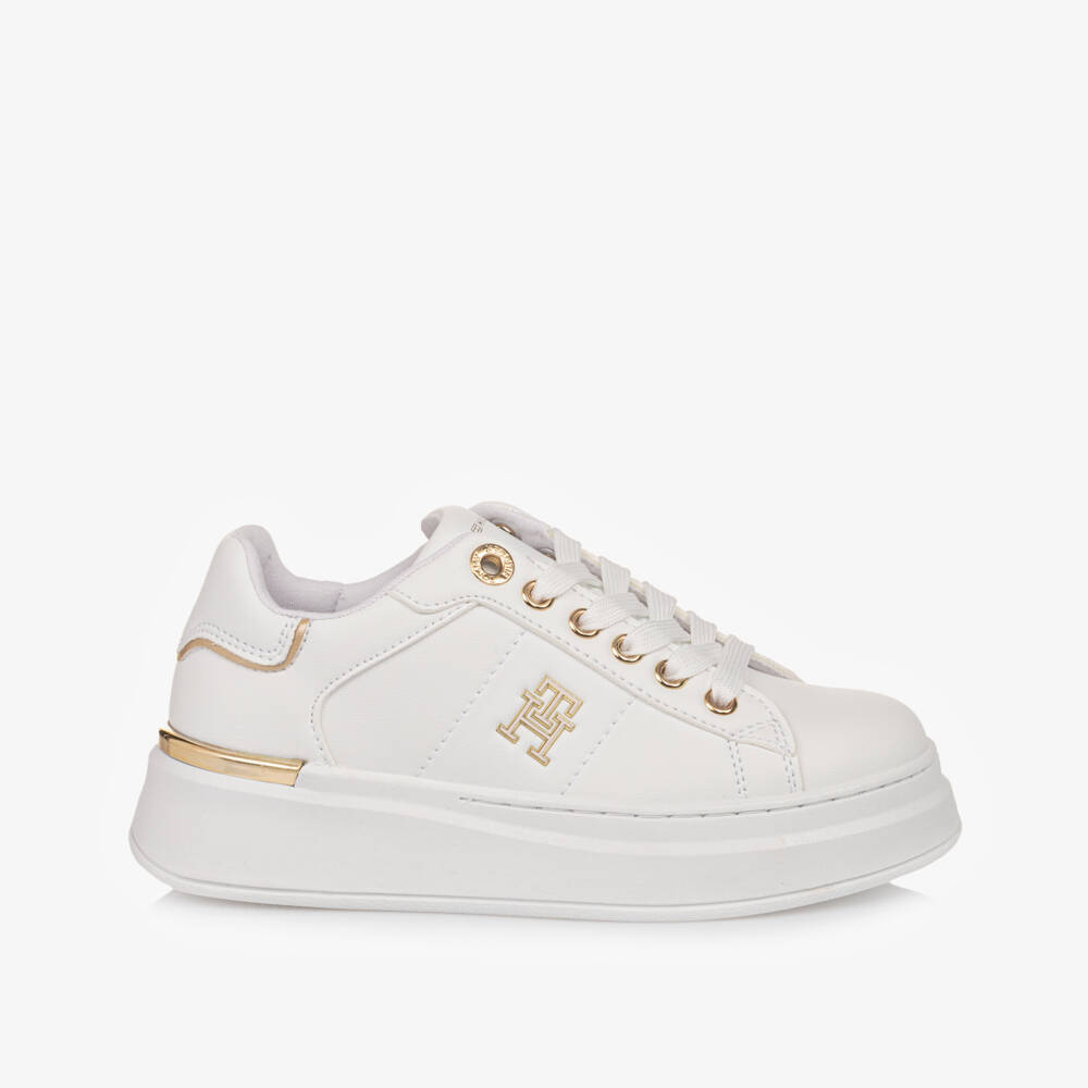 Tommy Hilfiger-Girls Elegant White Lace Sneakers | Childrensalon Outlet
