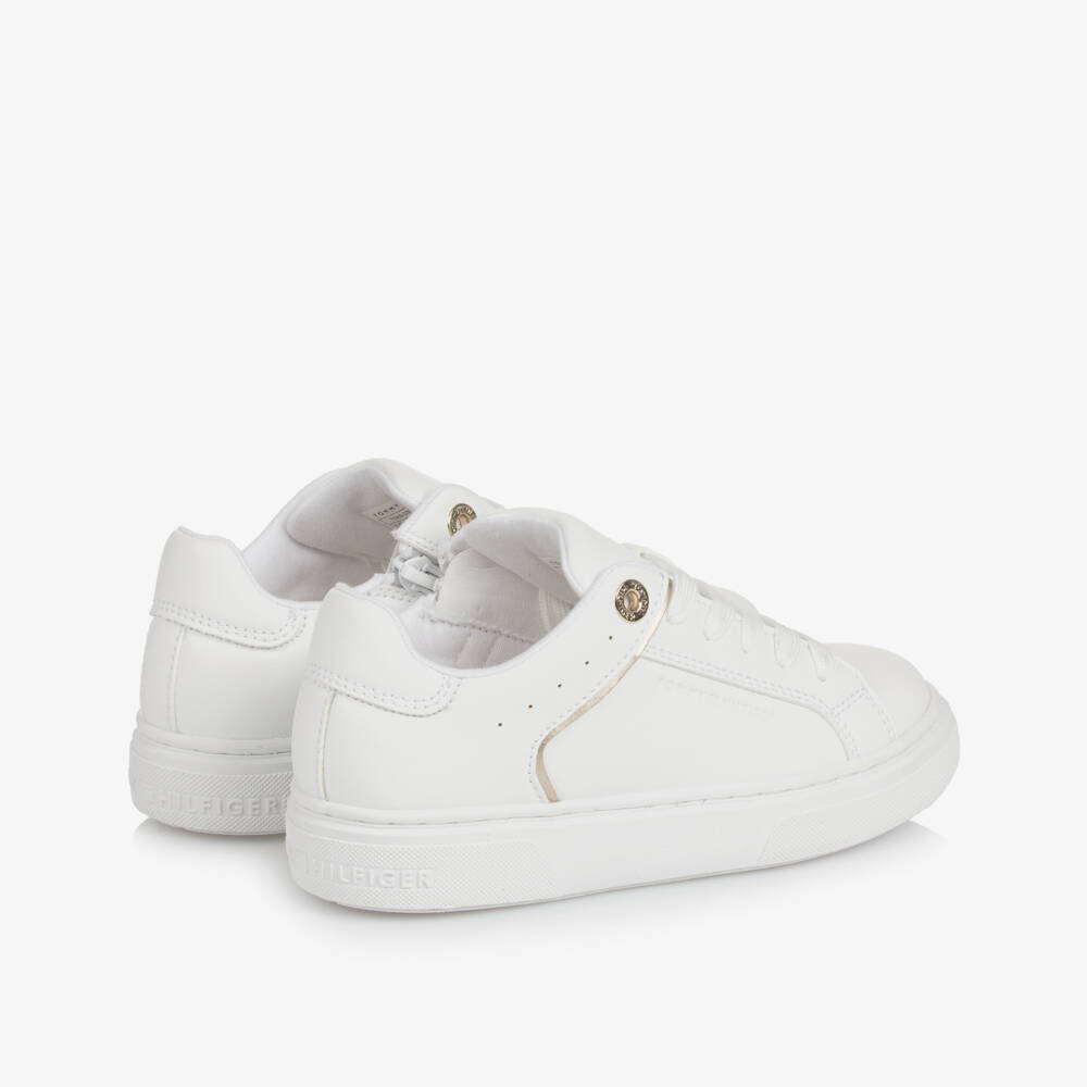 Tommy Hilfiger-حذاء رياضي أنيق للبنات من الجلد الأبيض | Childrensalon Outlet