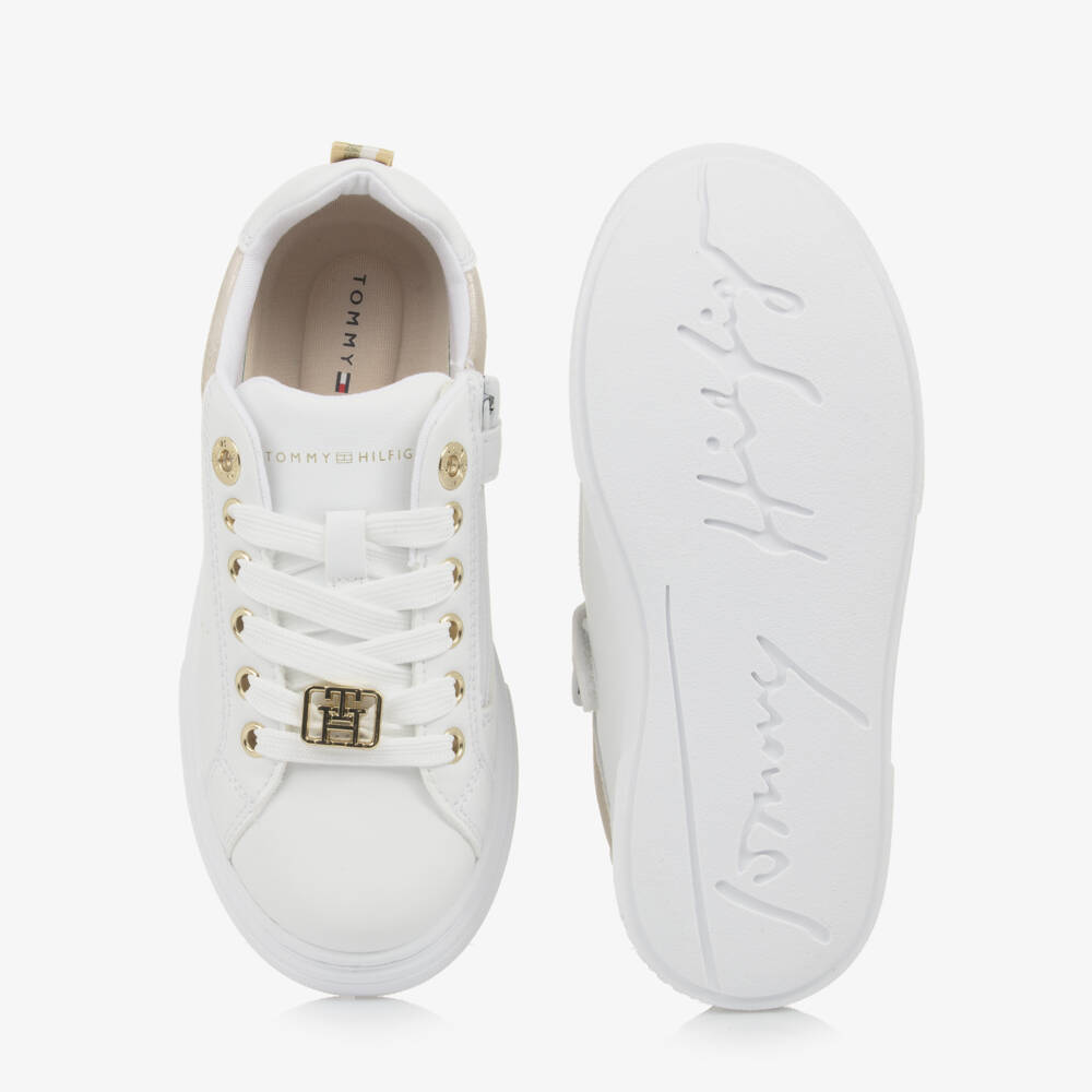 Tommy Hilfiger-Girls Elegant White Monogram Sneakers | Childrensalon Outlet
