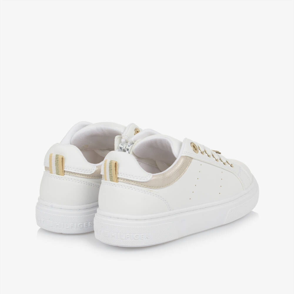 Tommy Hilfiger-Girls Elegant White Monogram Sneakers | Childrensalon Outlet