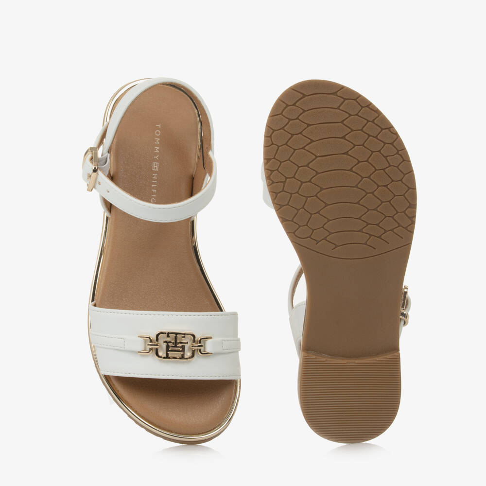 Tommy Hilfiger-Girls Elegant White Monogrammed Sandals | Childrensalon Outlet