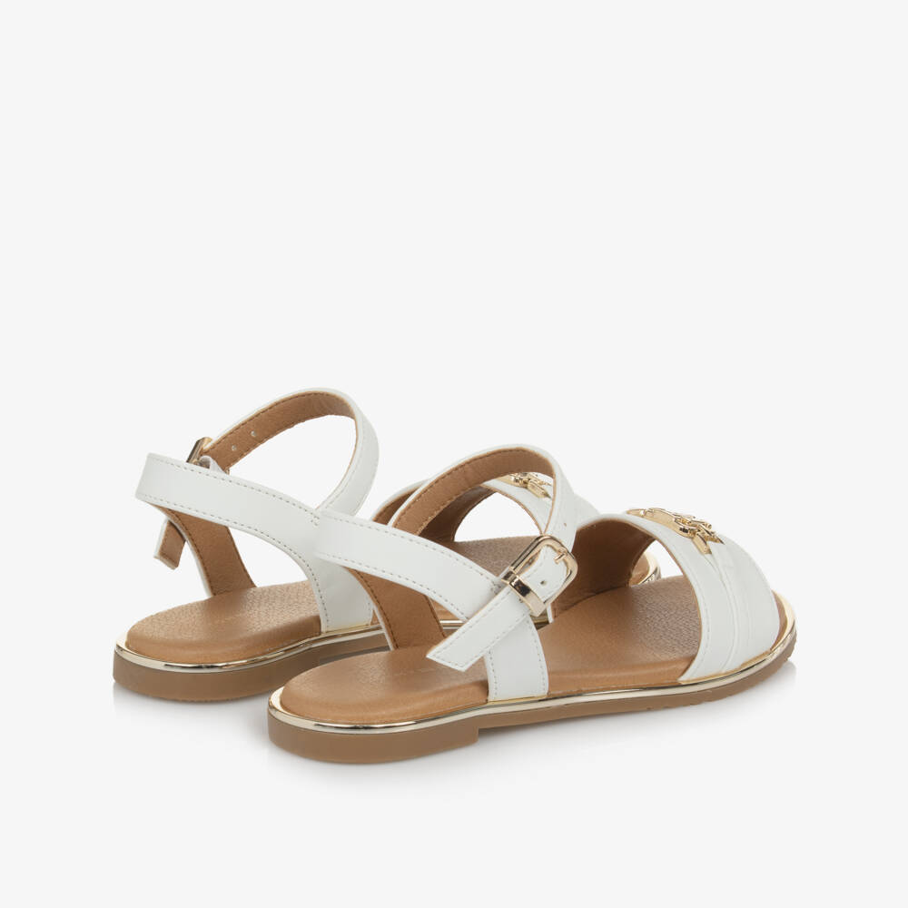Tommy Hilfiger-Girls Elegant White Monogrammed Sandals | Childrensalon Outlet