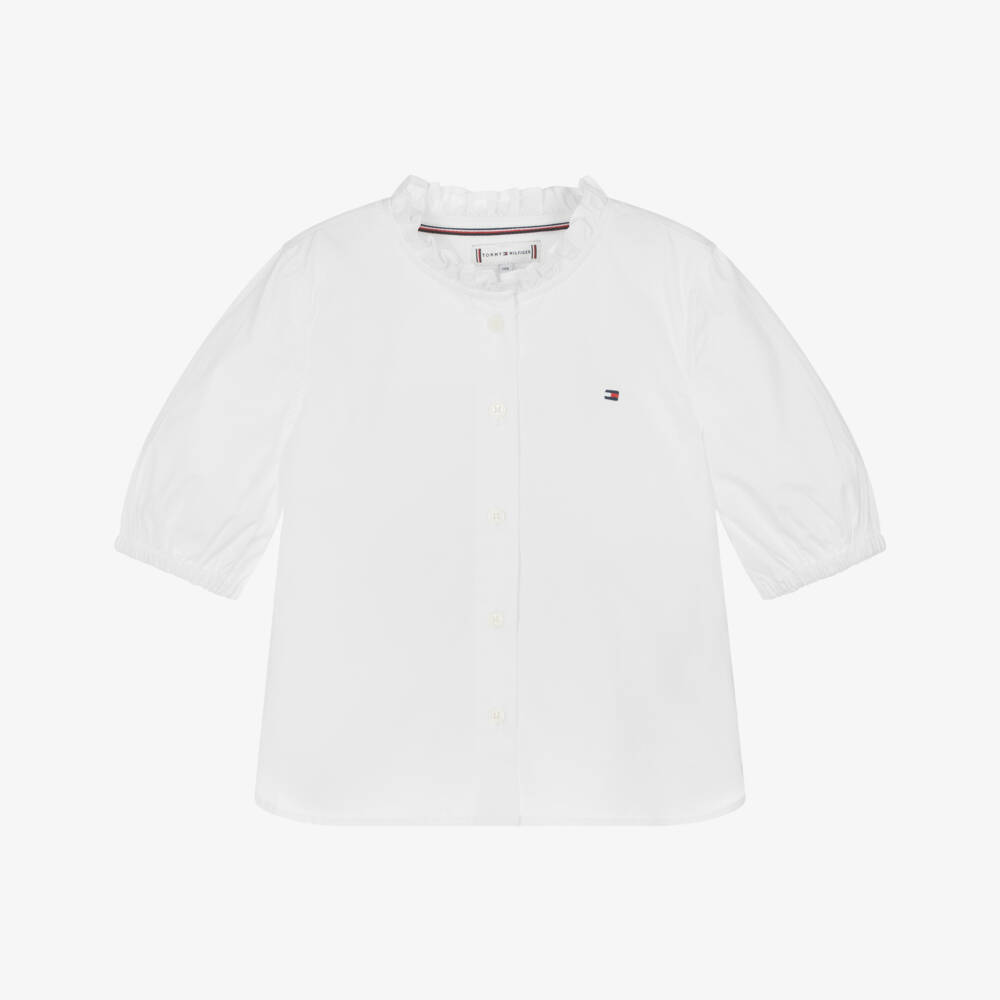 Tommy Hilfiger-بلوزة بيضاء أنيقة للبنات مع كشكش | Childrensalon Outlet