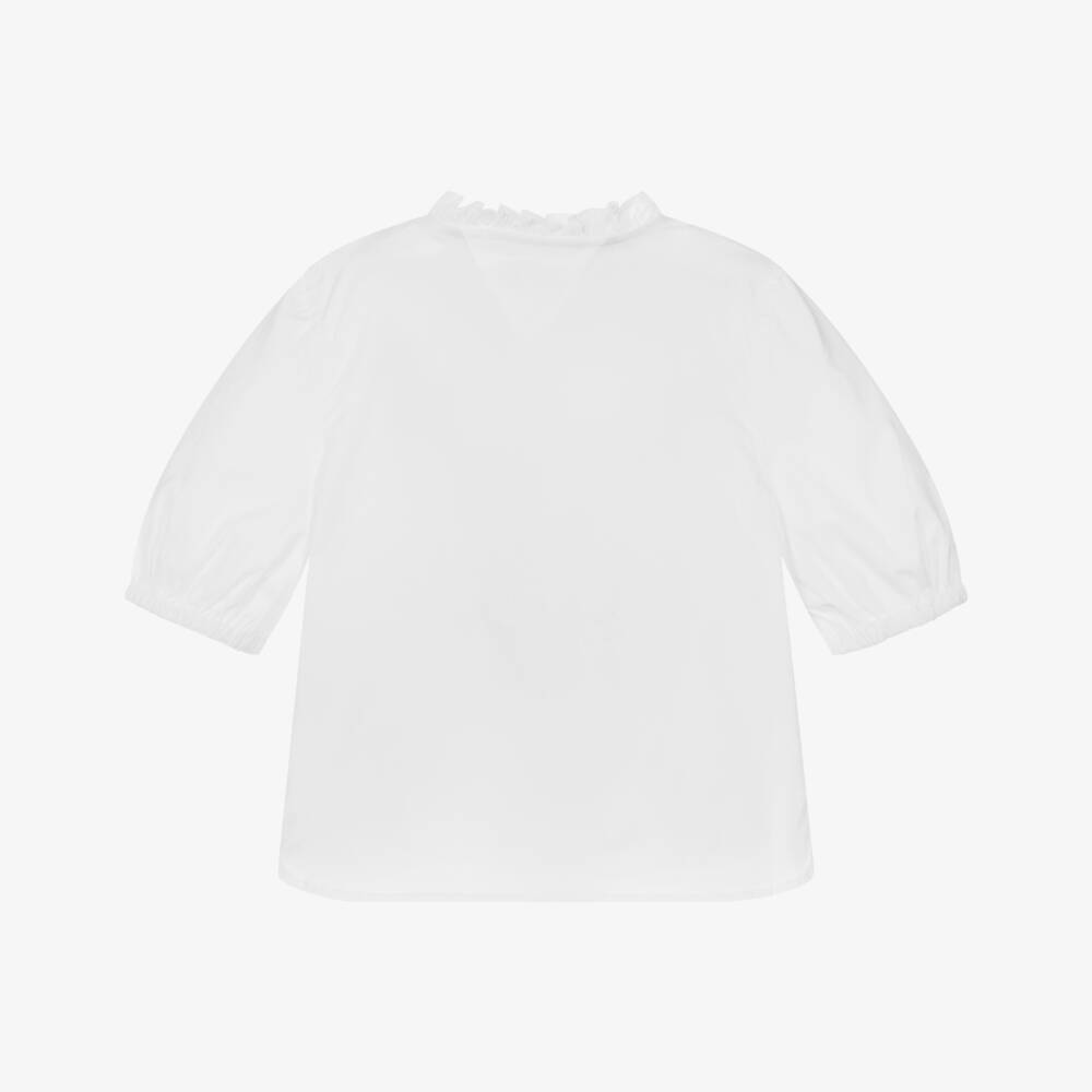 Tommy Hilfiger-Girls Elegant White Ruffled Top | Childrensalon Outlet