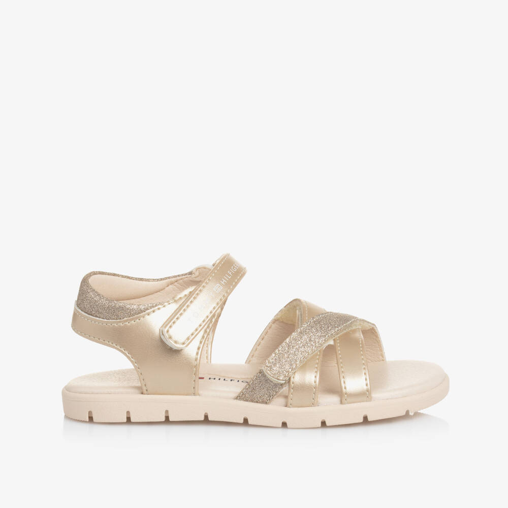 Tommy Hilfiger-Girls Glittery Gold Strap Sandals | Childrensalon Outlet