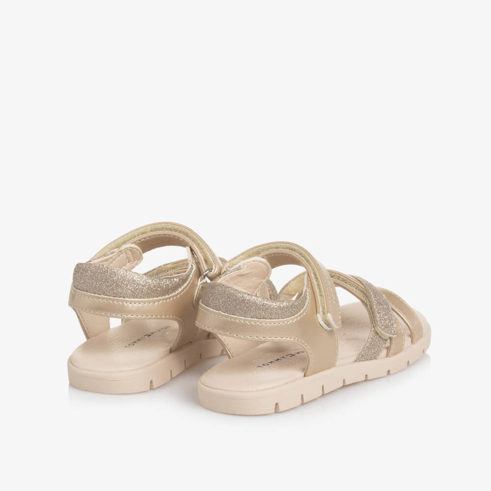 Tommy Hilfiger-Girls Glittery Gold Strap Sandals | Childrensalon Outlet