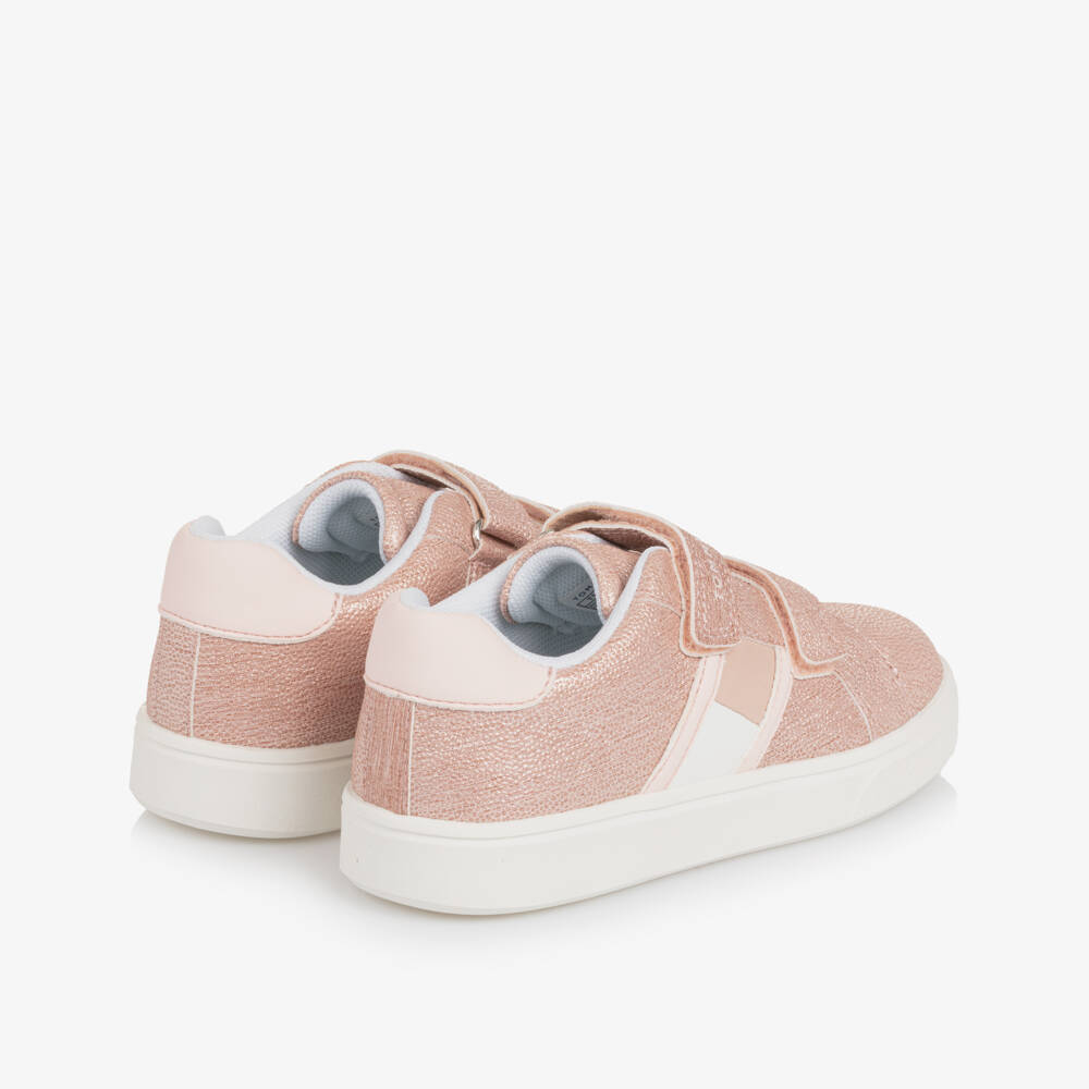 Tommy Hilfiger-Girls Glittery Pink Faux Leather Trainers | Childrensalon Outlet