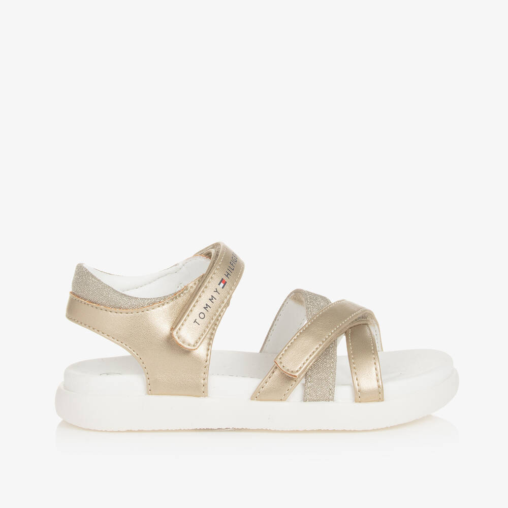 Tommy Hilfiger-Girls Gold & White Sparkle Sandals | Childrensalon Outlet