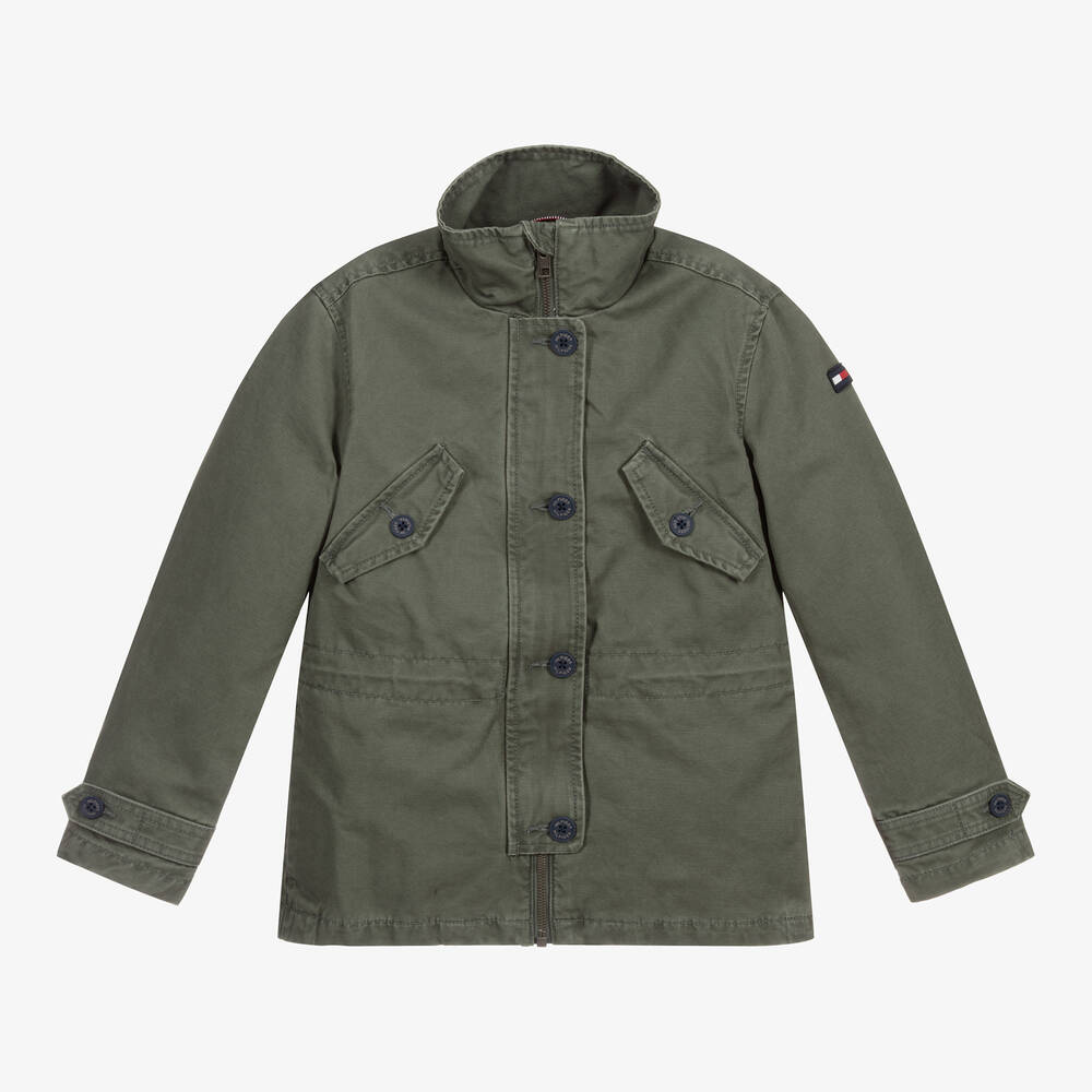 Tommy Hilfiger-Girls Green Cotton Jacket | Childrensalon Outlet