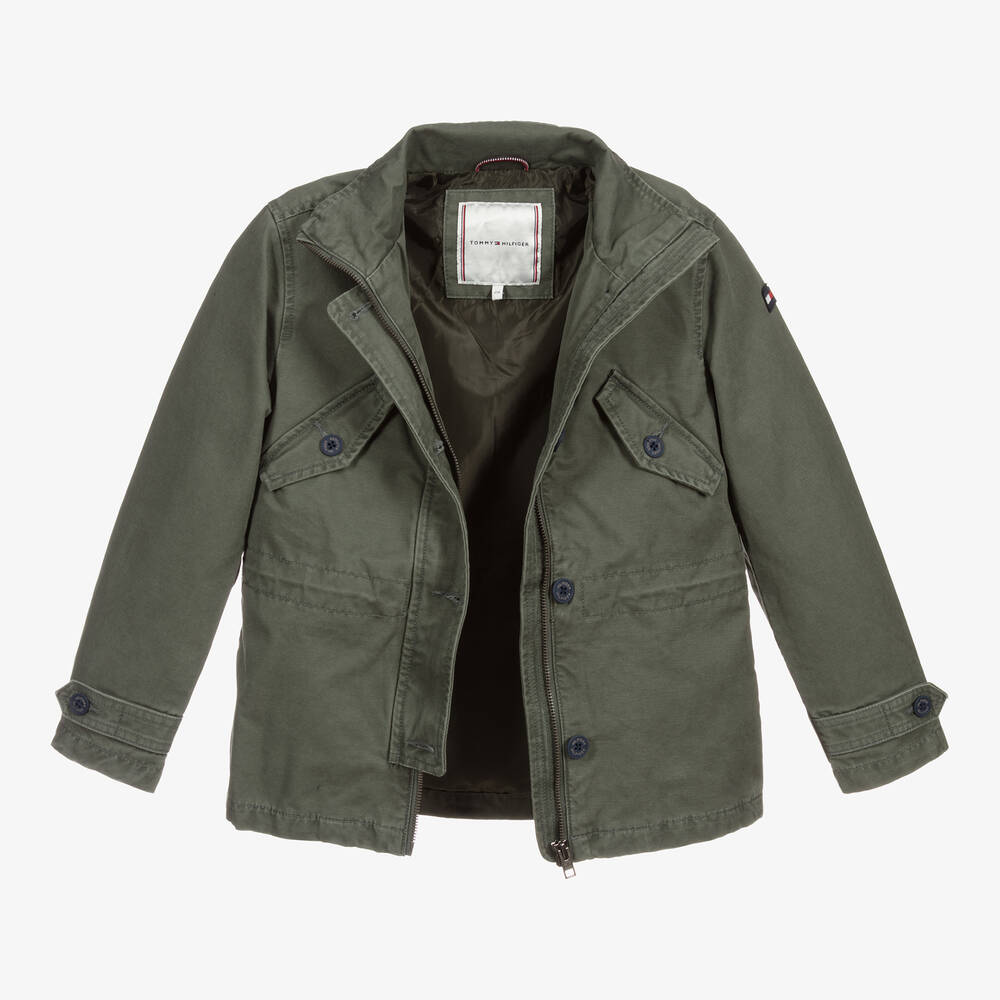 Tommy Hilfiger-Girls Green Cotton Jacket | Childrensalon Outlet