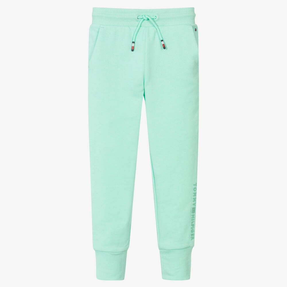 Tommy Hilfiger - Girls Green Cotton Joggers | Childrensalon