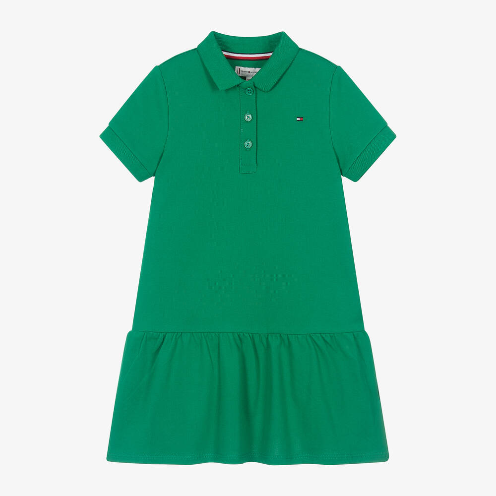 Tommy Hilfiger-Girls Green Cotton Polo Shirt Dress | Childrensalon Outlet