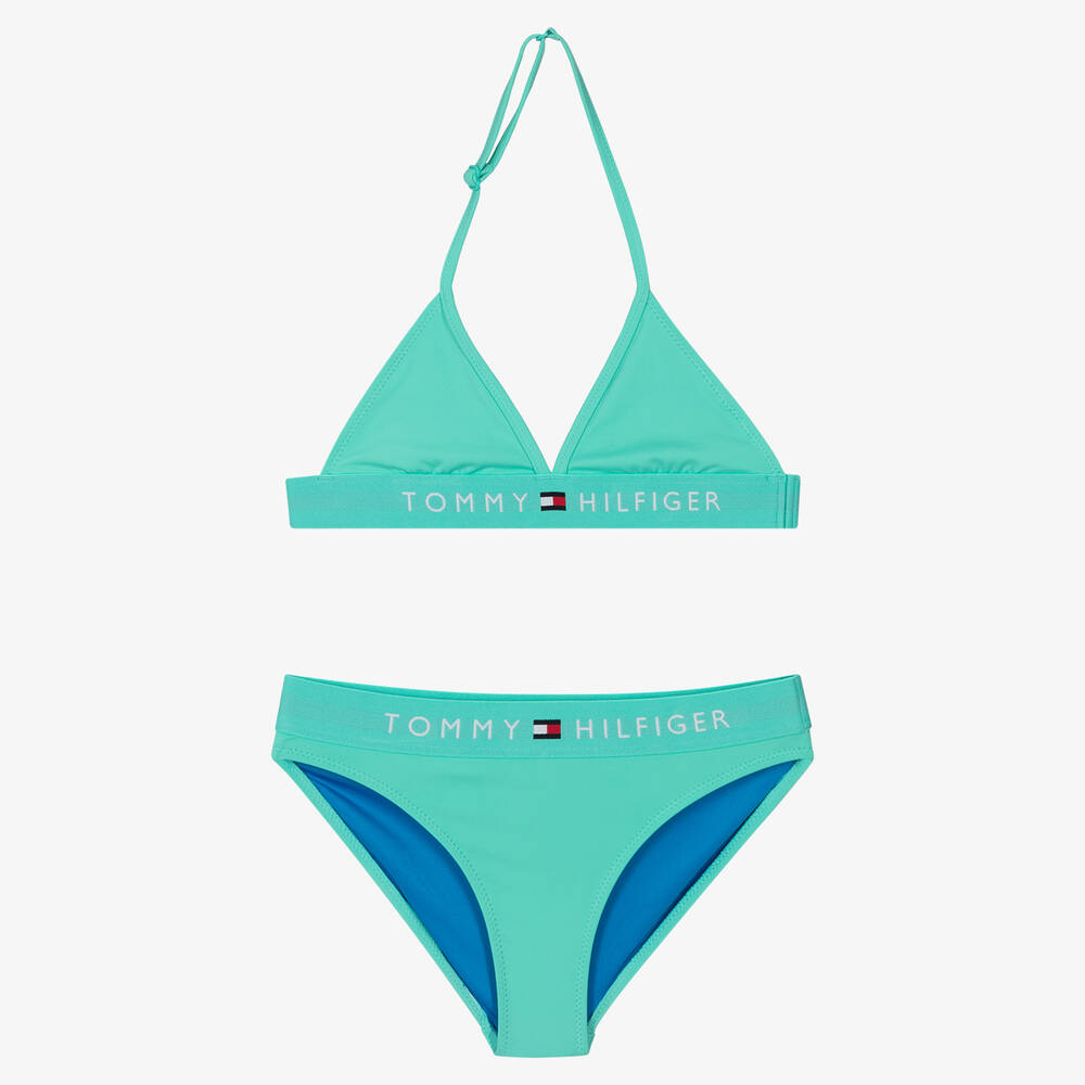 Tommy Hilfiger - Girls Green Flag Logo Bikini | Childrensalon