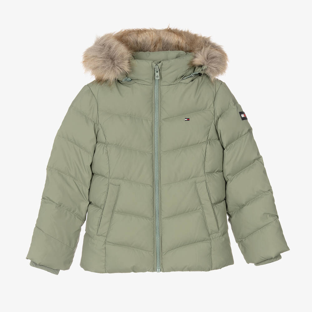 Tommy Hilfiger - Grüne Steppjacke für Mädchen | Childrensalon