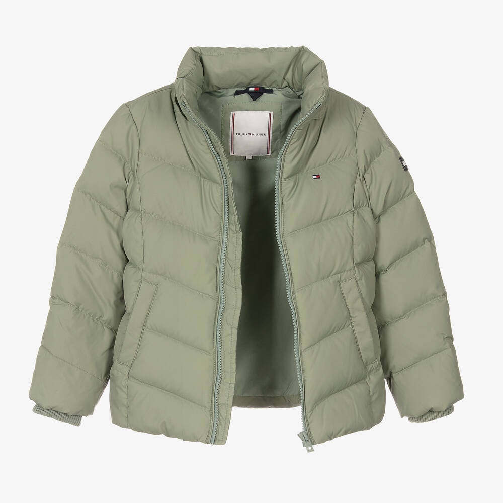 Tommy Hilfiger-Girls Green Puffer Jacket | Childrensalon Outlet