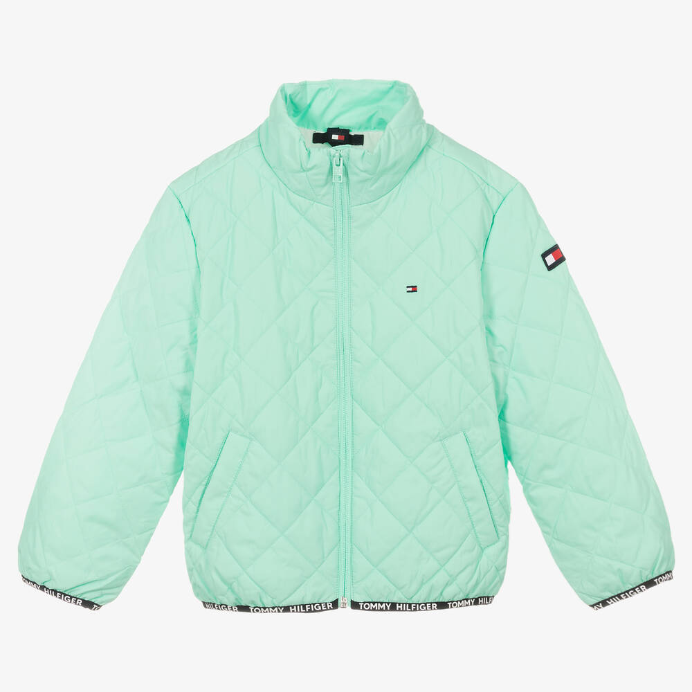 Tommy Hilfiger - Girls Green Quilted Jacket | Childrensalon