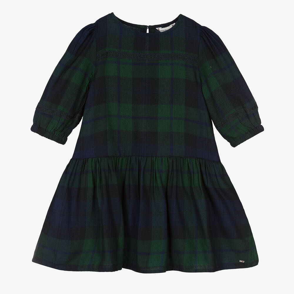 Tommy Hilfiger - Robe écossaise verte fille | Childrensalon