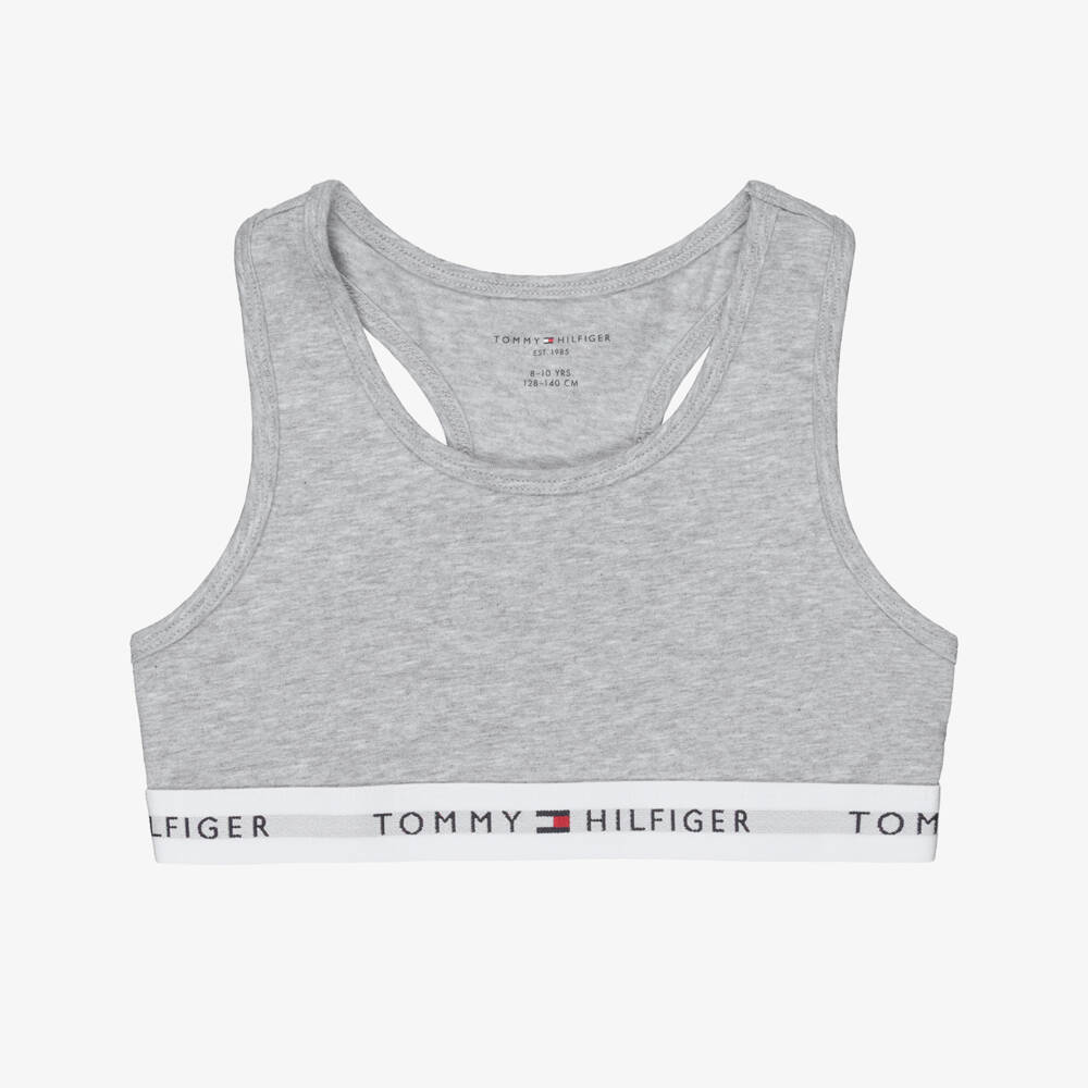 Tommy Hilfiger-Girls Grey & White Cotton Bra Tops (2 Pack) | Childrensalon Outlet