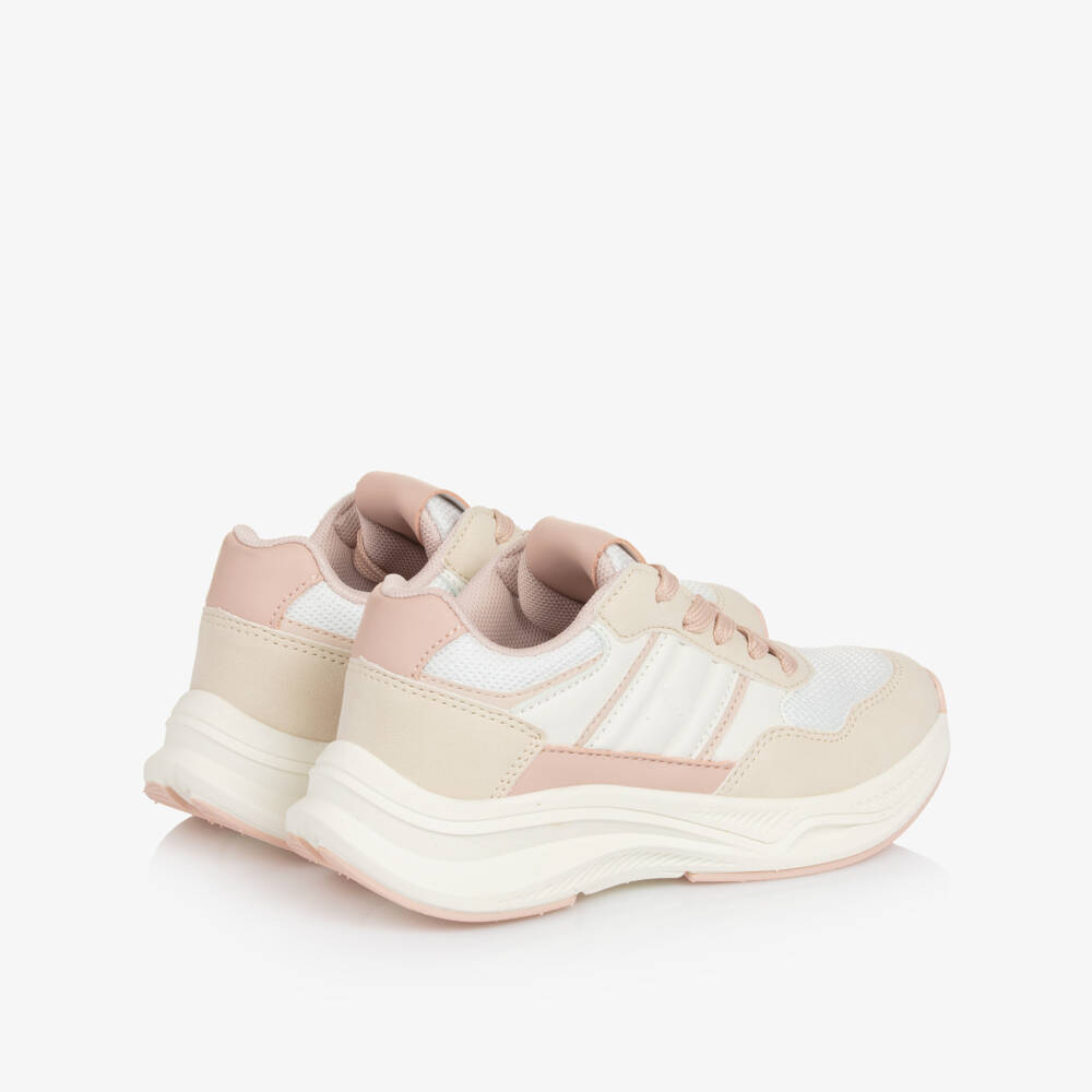 Tommy Hilfiger-Girls Ivory and Blush Trainers | Childrensalon Outlet