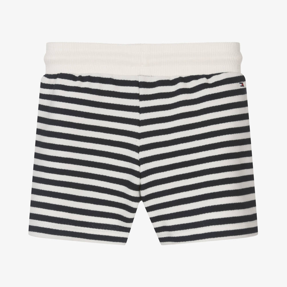 Tommy Hilfiger-Girls Ivory & Blue Stripe Cotton Shorts | Childrensalon Outlet