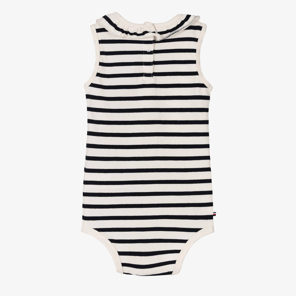 Tommy Hilfiger-أوفرول بادي قطن جيرسي مقلم لون عاجي وكحلي | Childrensalon Outlet