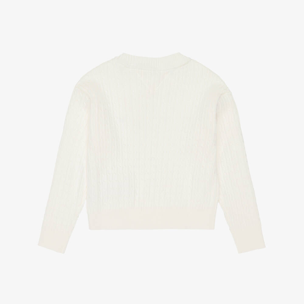 Tommy Hilfiger-Girls Ivory Cable Cotton Knit Jumper | Childrensalon Outlet