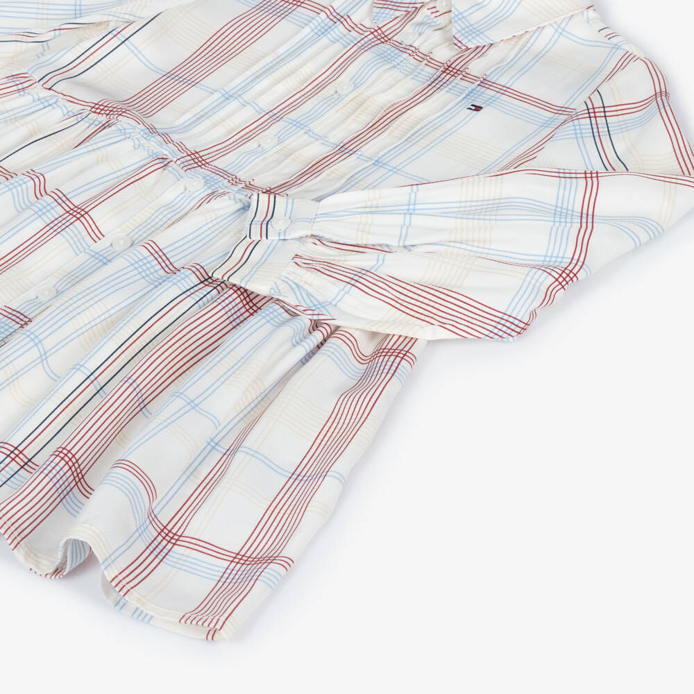 Tommy Hilfiger-Girls Ivory Check Viscose Dress | Childrensalon Outlet