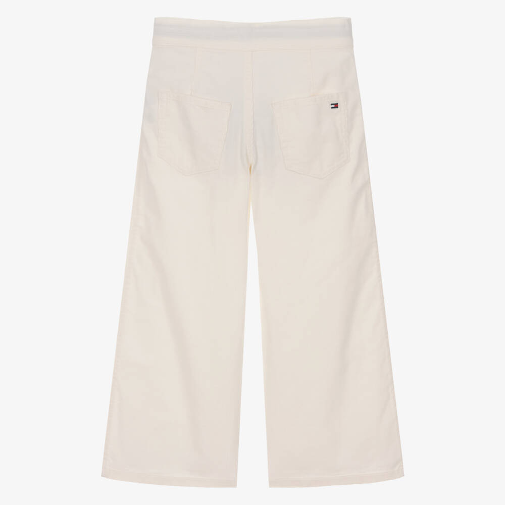 Tommy Hilfiger-Girls Ivory Corduroy Wide-Leg Jeans | Childrensalon Outlet