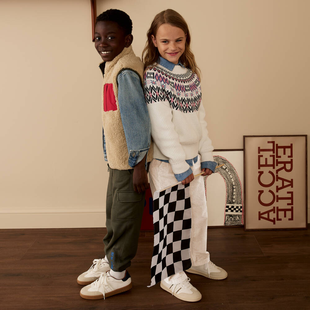 Tommy Hilfiger-Girls Ivory Corduroy Wide-Leg Jeans | Childrensalon Outlet
